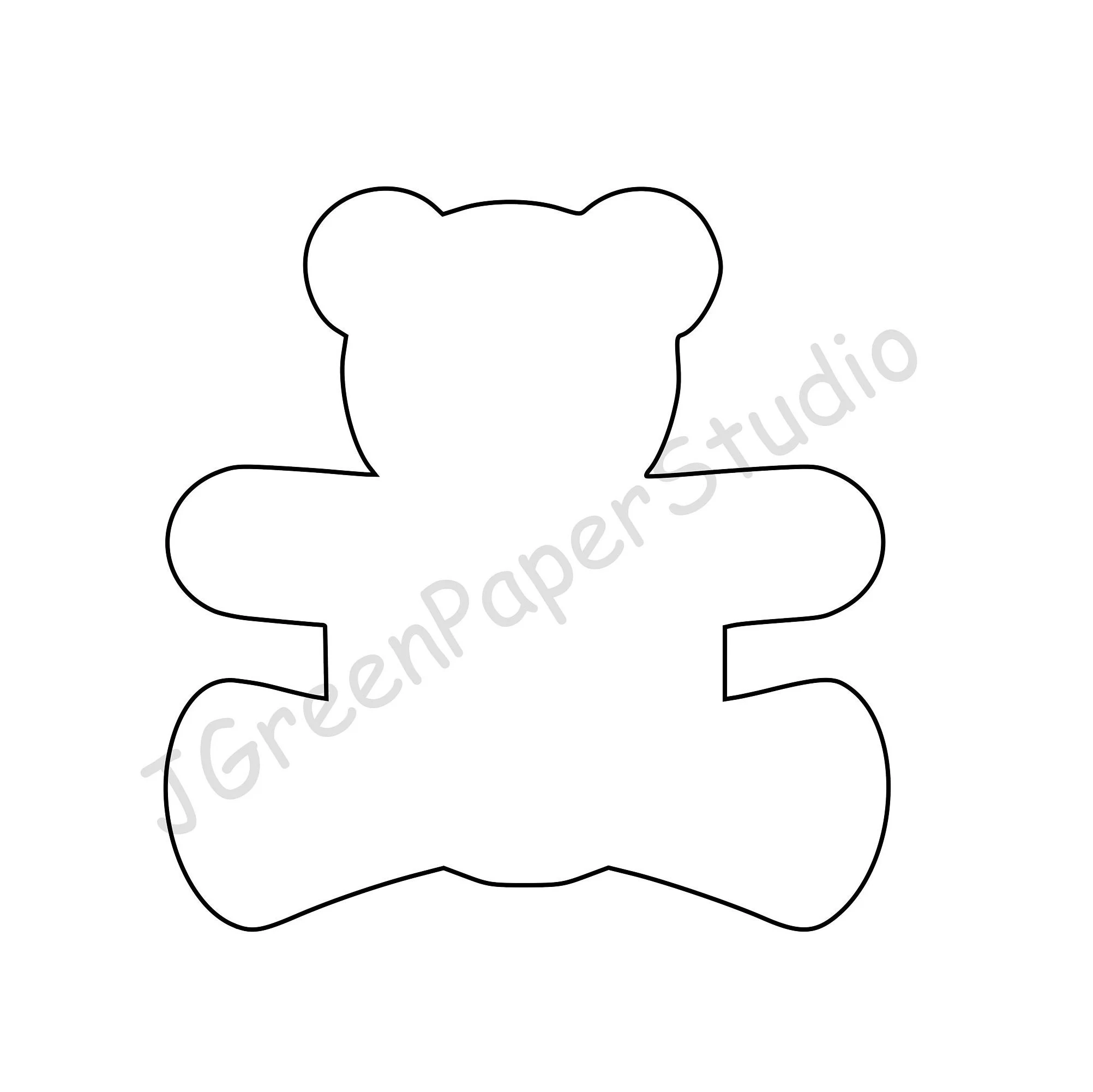 Teddy Bear Template Kids Coloring Page Stencil PDF Digital 