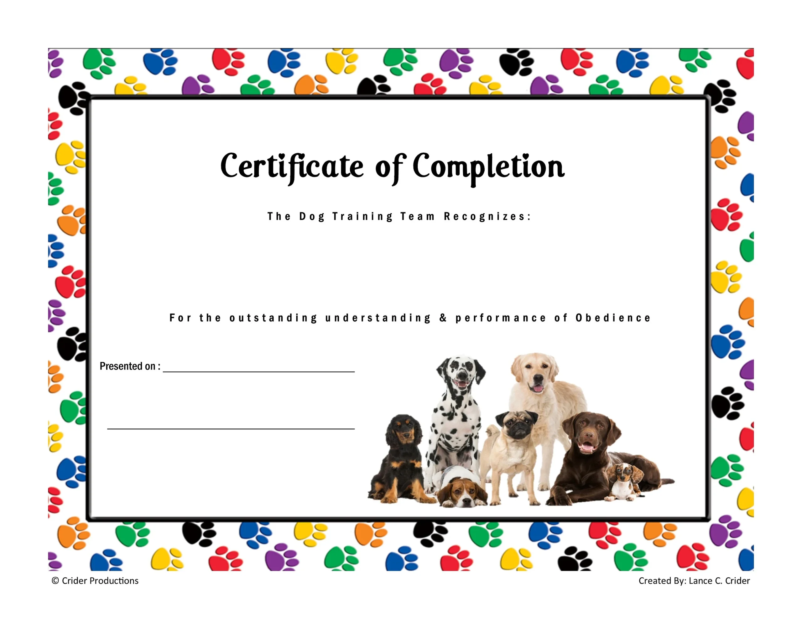 Template Canine Trainer Certification Free Printable Service 