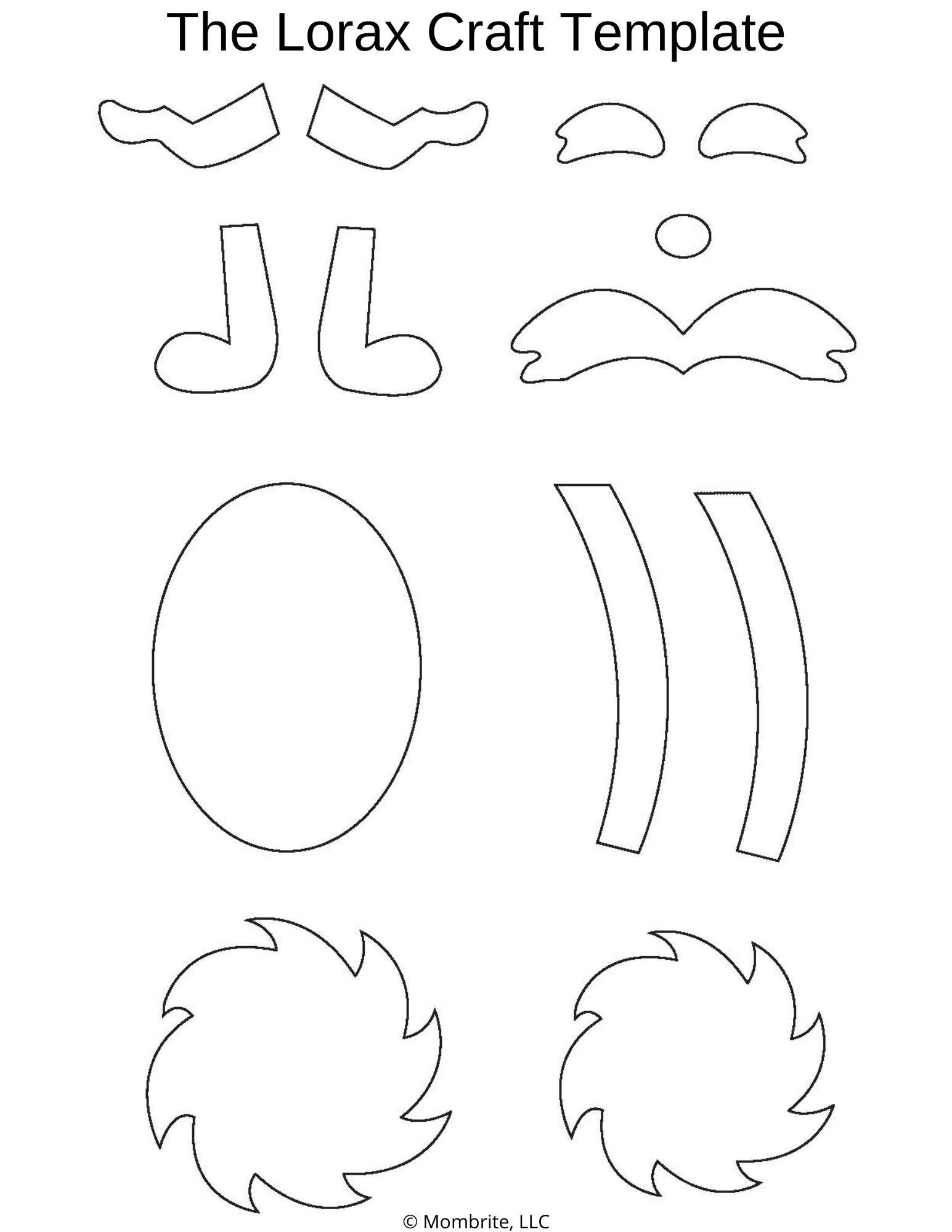 The Lorax Dr Seuss Craft For Kids Free Template Mombrite