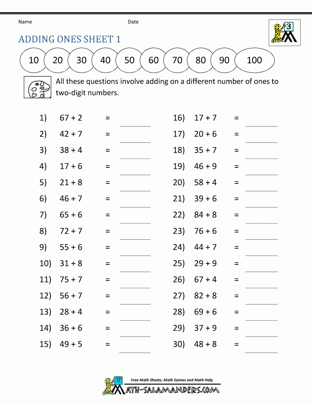 Printable Math Worksheets For Third Grade