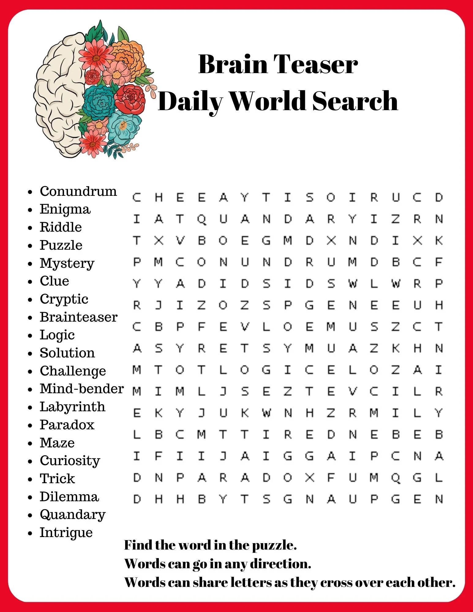 Ultimate Variety Pack Brain Teasers Word Search Mazes Crossword 