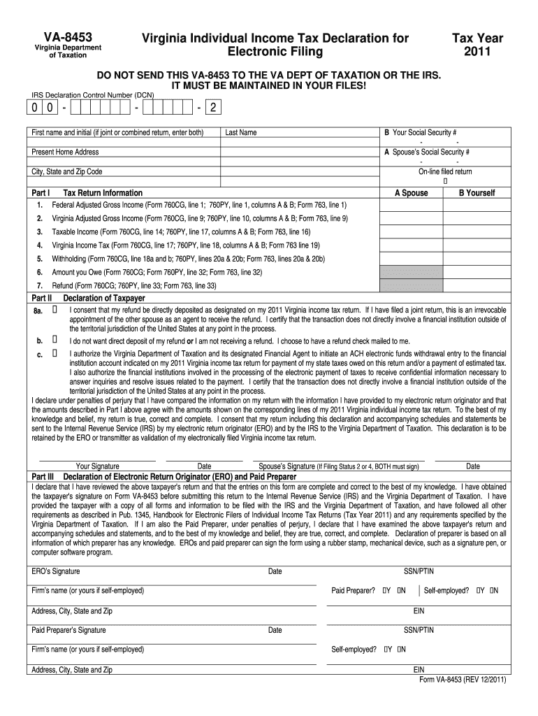 Va 8453 Fill Online Printable Fillable Blank PdfFiller