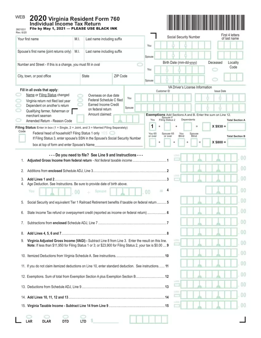 Virginia State Tax Return 760 PDF Form FormsPal