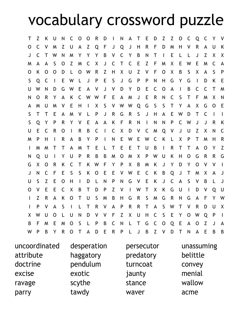 Vocabulary Crossword Puzzle Word Search WordMint