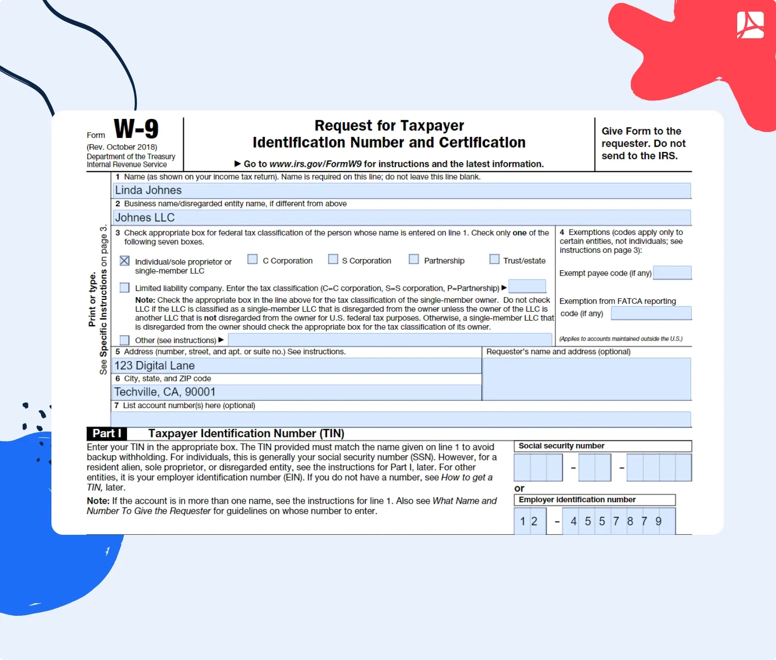 W9 Form Individual Contractor