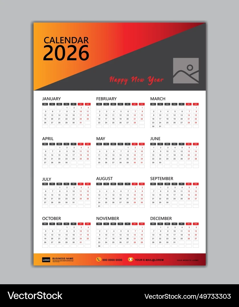 Wandkalender 2026 Template Woche Beginnt Am Montag