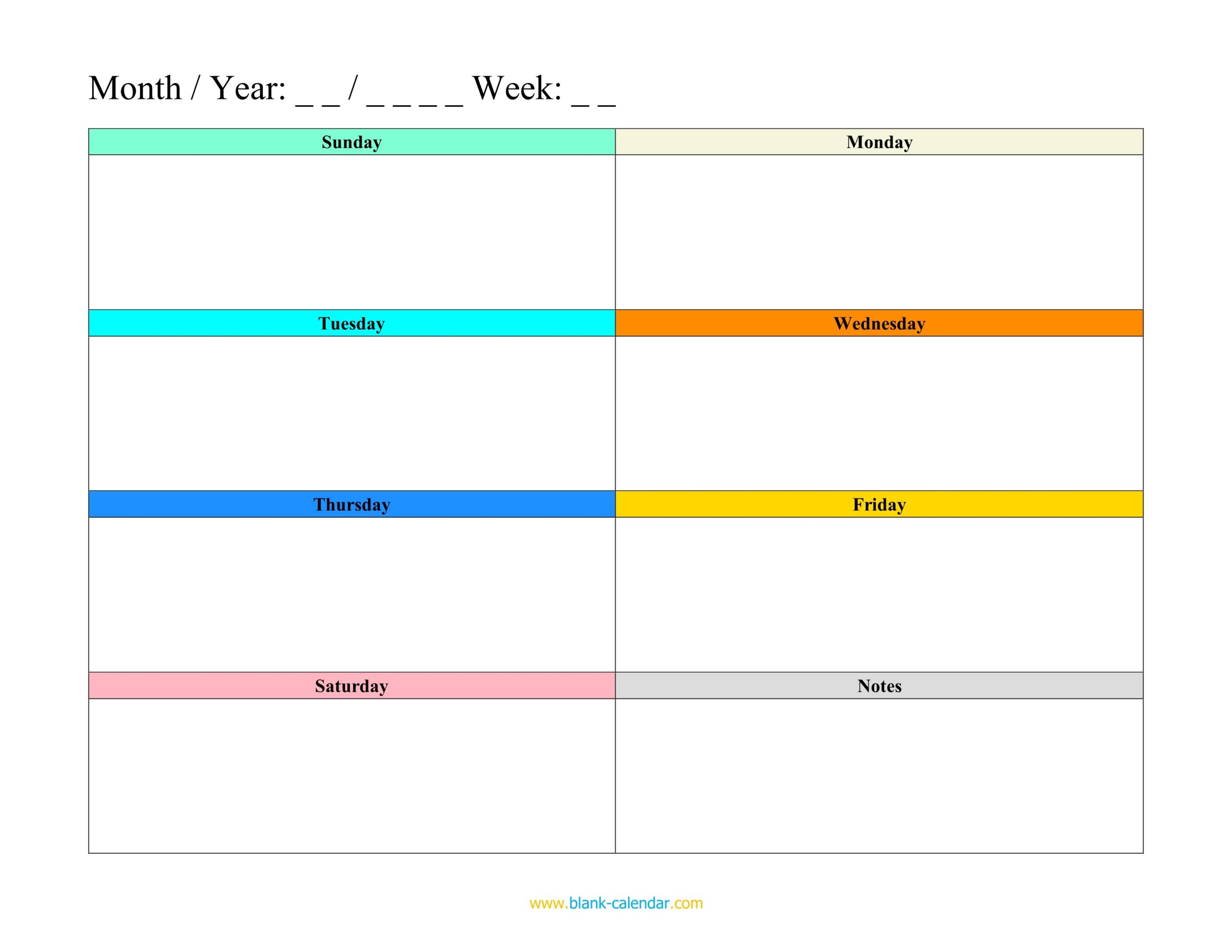 Printable Blank Calendar Template Word