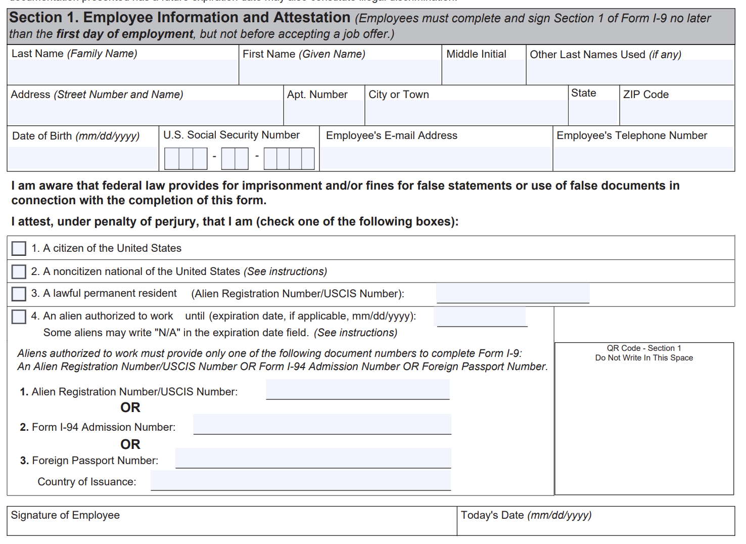 Irs Form I-9 Instructions