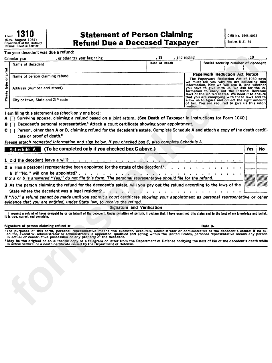 Who Files Form 1310 Printable