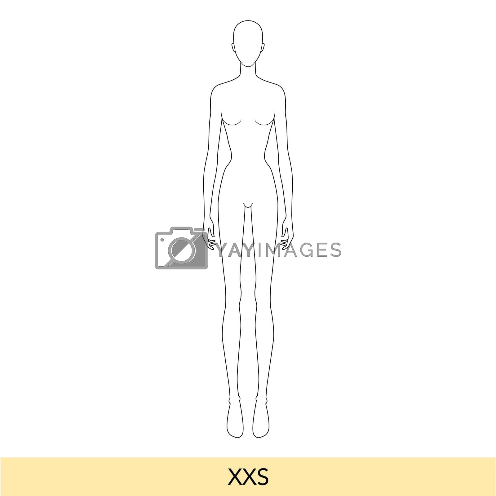 XXS Size Women Fashion Template 9 Nine Head Size Croquis Lady 