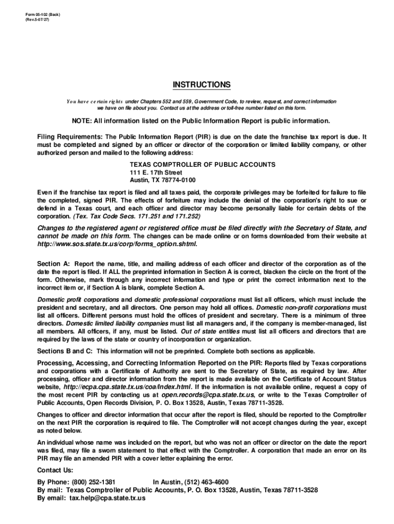 File Texas Form 05-102 Online