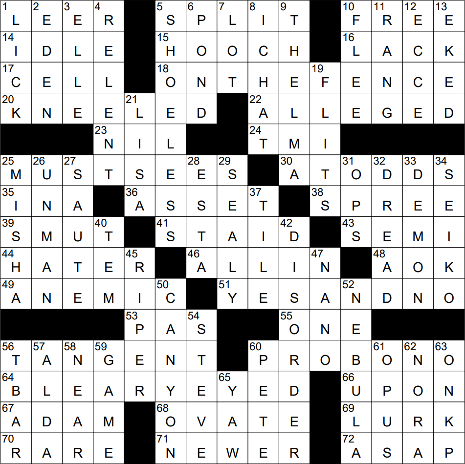 0614 23 NY Times Crossword 14 Jun 23 Wednesday NYXCrossword