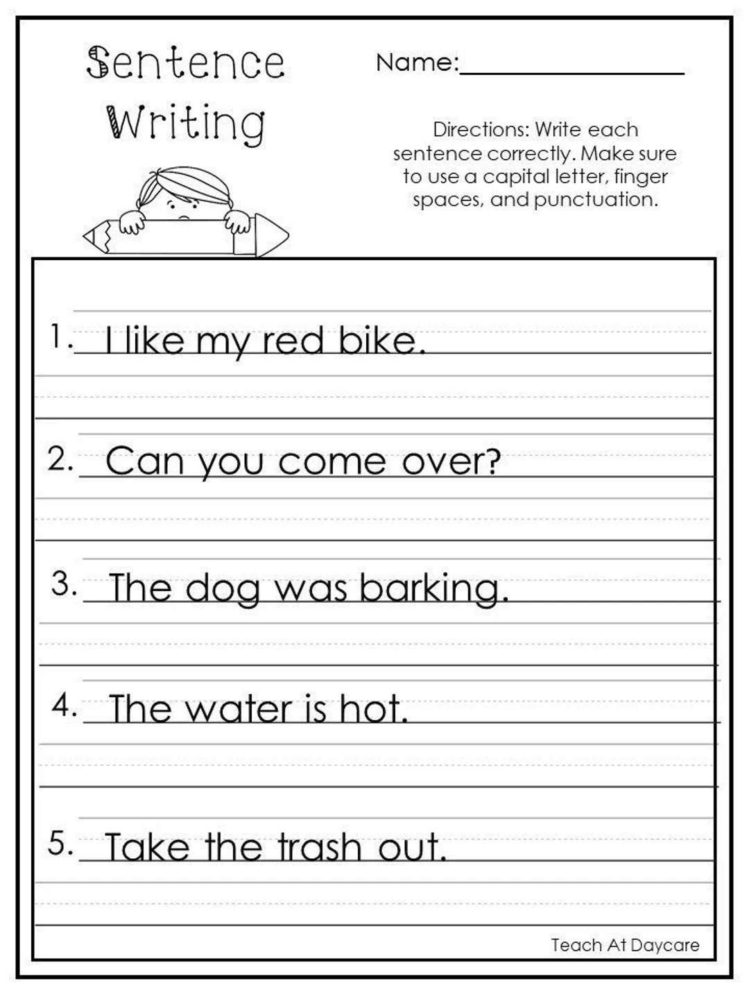 10 Printable Write The Sentence Worksheets 1st 3rd Grade ELA 