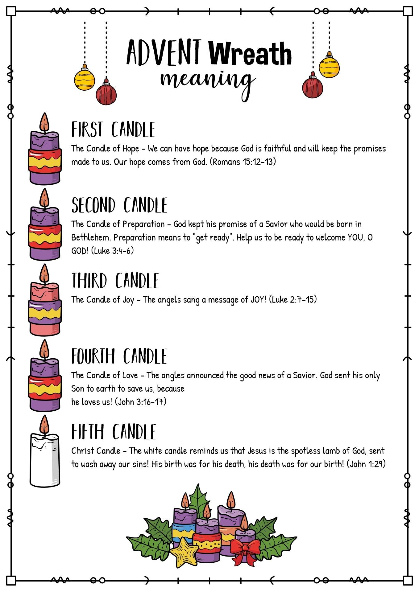 12 Advent Candles Coloring Page Worksheets Free PDF At 