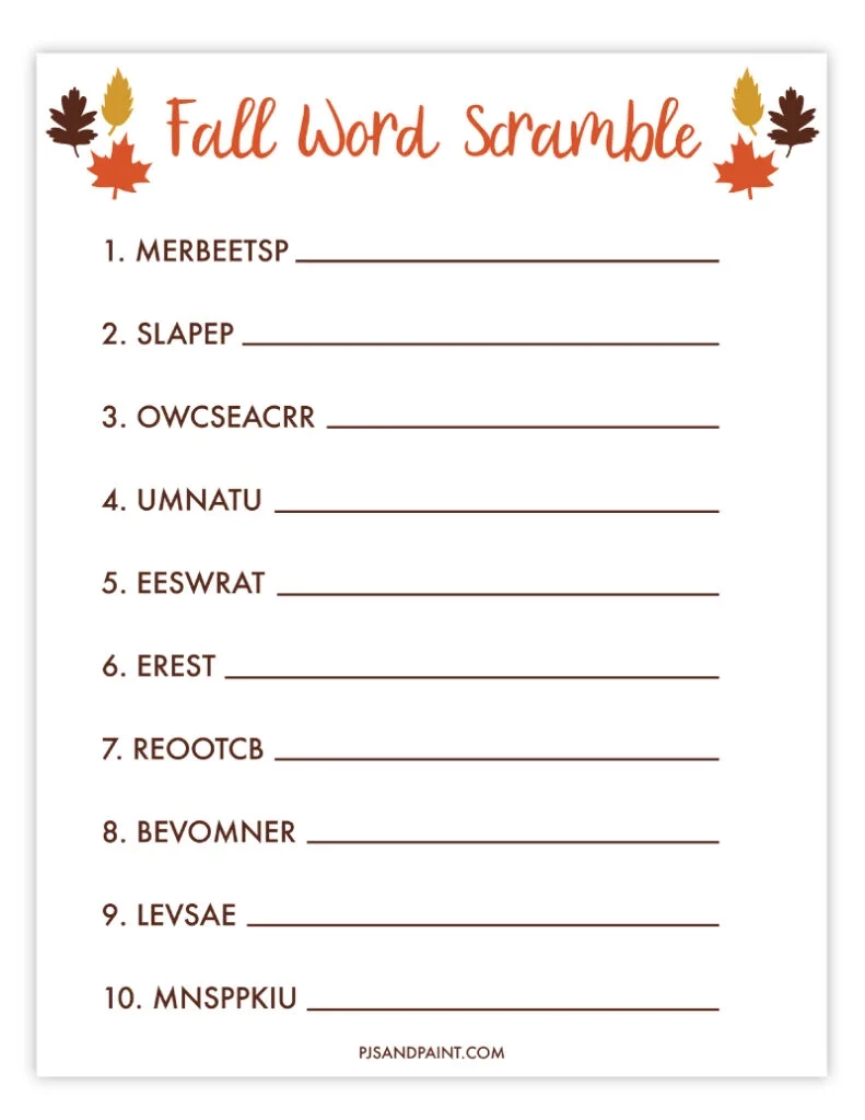 Fall Activities Free Printables