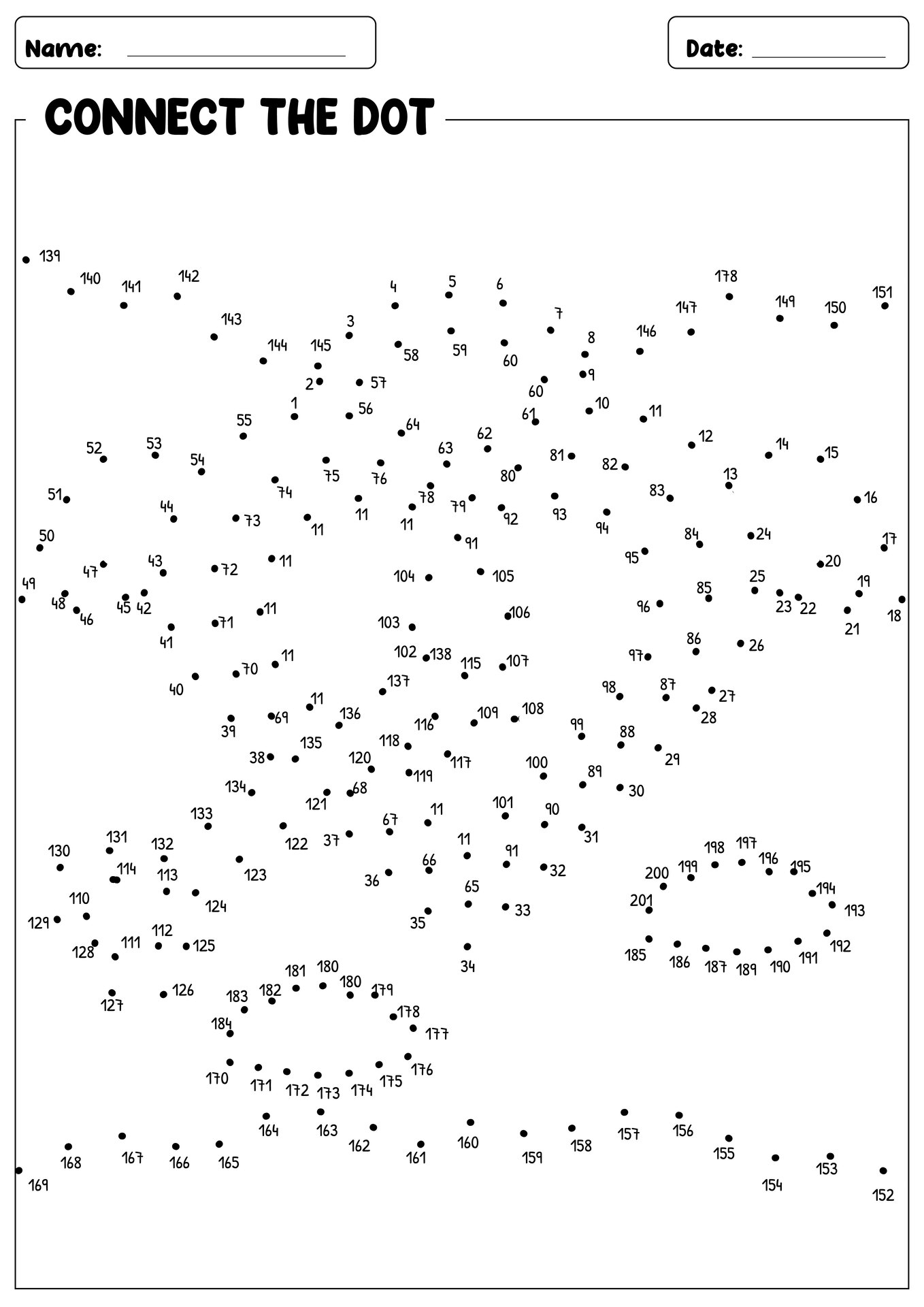 Free Printable Dot To Dot Worksheets