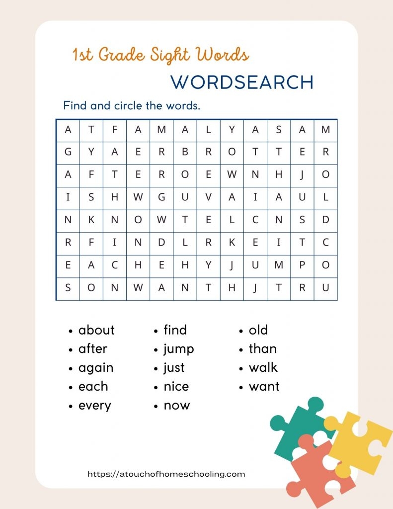 Sight Words Word Search Free Printable