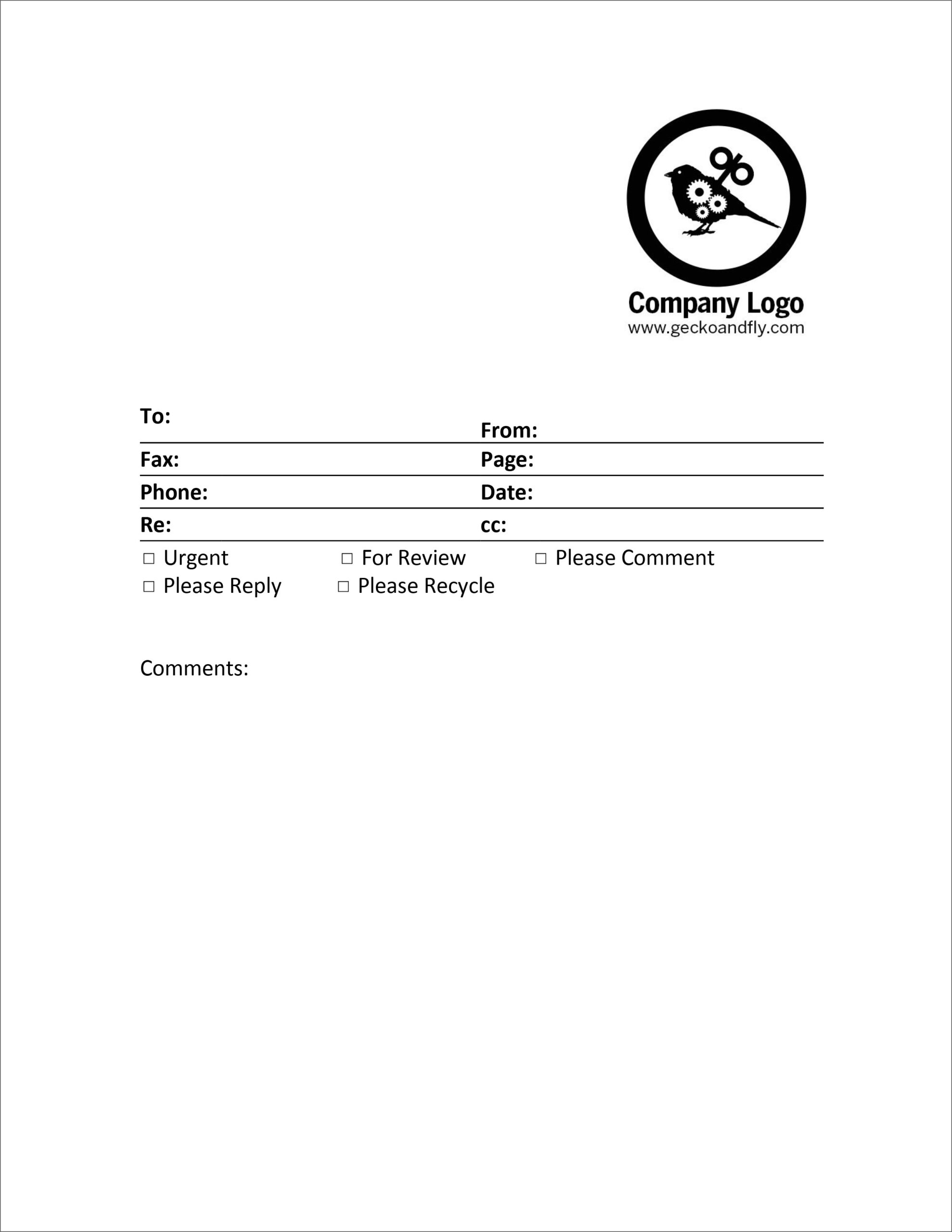 Printable Fax Cover Page Template
