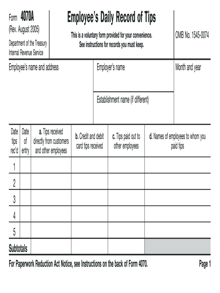 2005 2025 Form IRS 4070A Fill Online Printable Fillable Blank 