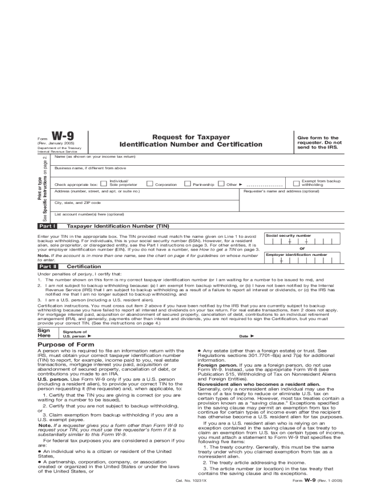 2005 W9 Fill Out amp Sign Online DocHub