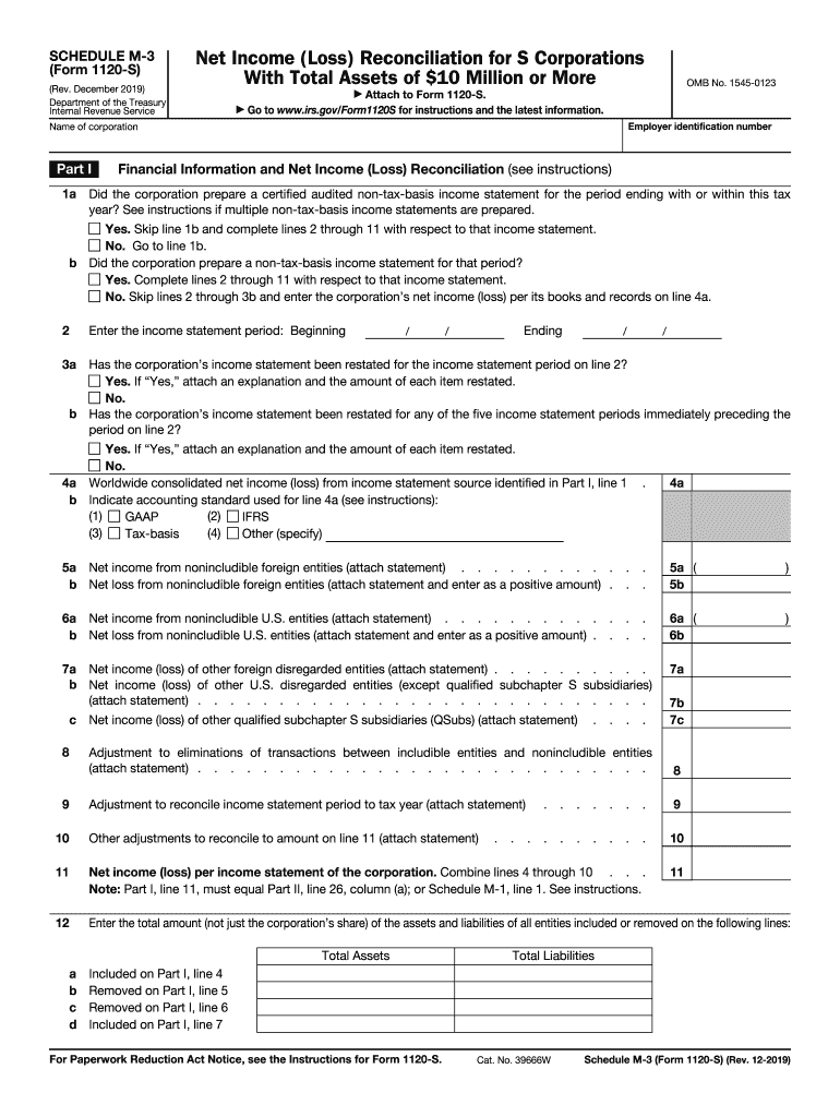 2019 2025 Form IRS 1120S Schedule M 3 Fill Online Printable 