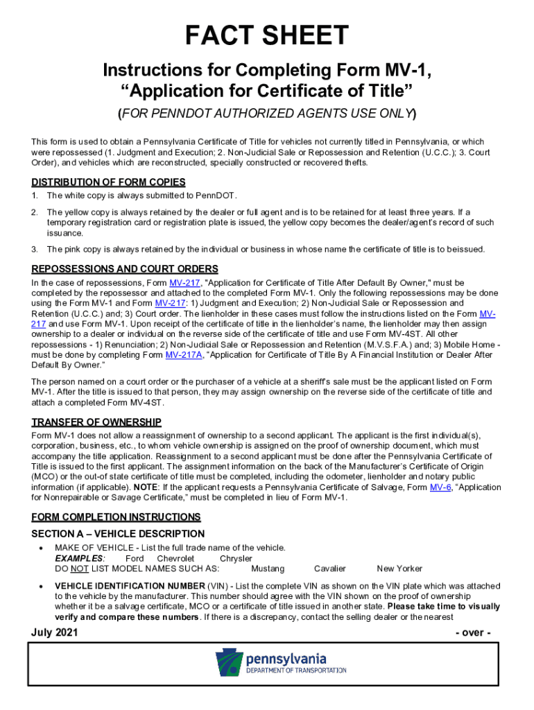 Printable Form Mv-1