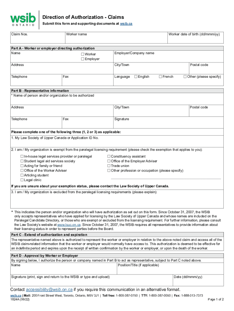 Wsib Form 7 Printable Ontario