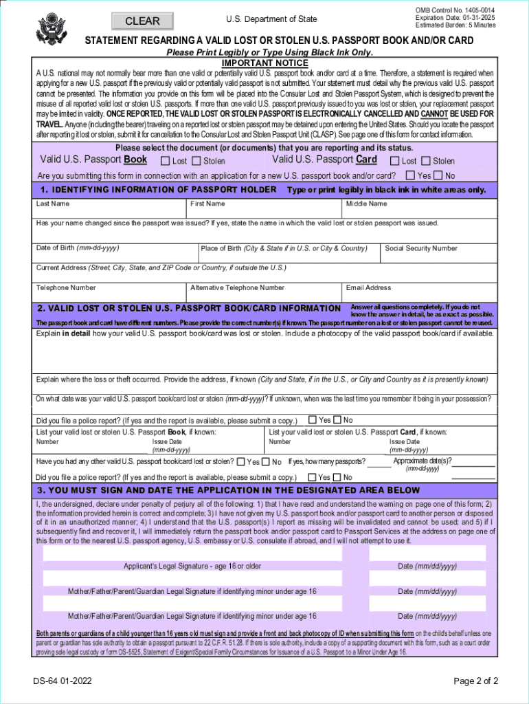 2022 2025 Form DS 64 Fill Online Printable Fillable Blank 