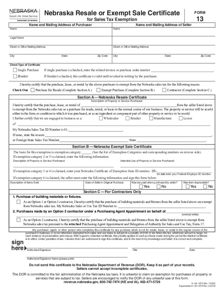 2022 2025 NE Form 13 Fill Online Printable Fillable Blank 