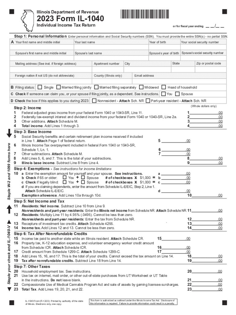 2023 2025 Form IL DoR IL 1040 Fill Online Printable Fillable 