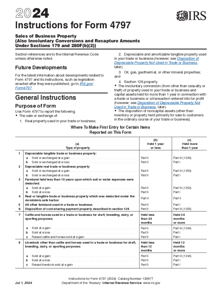 2024 Form IRS Instruction 4797 Fill Online Printable Fillable 