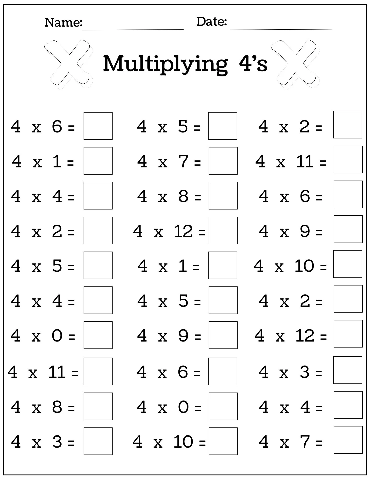 Printable Multiplication Worksheet
