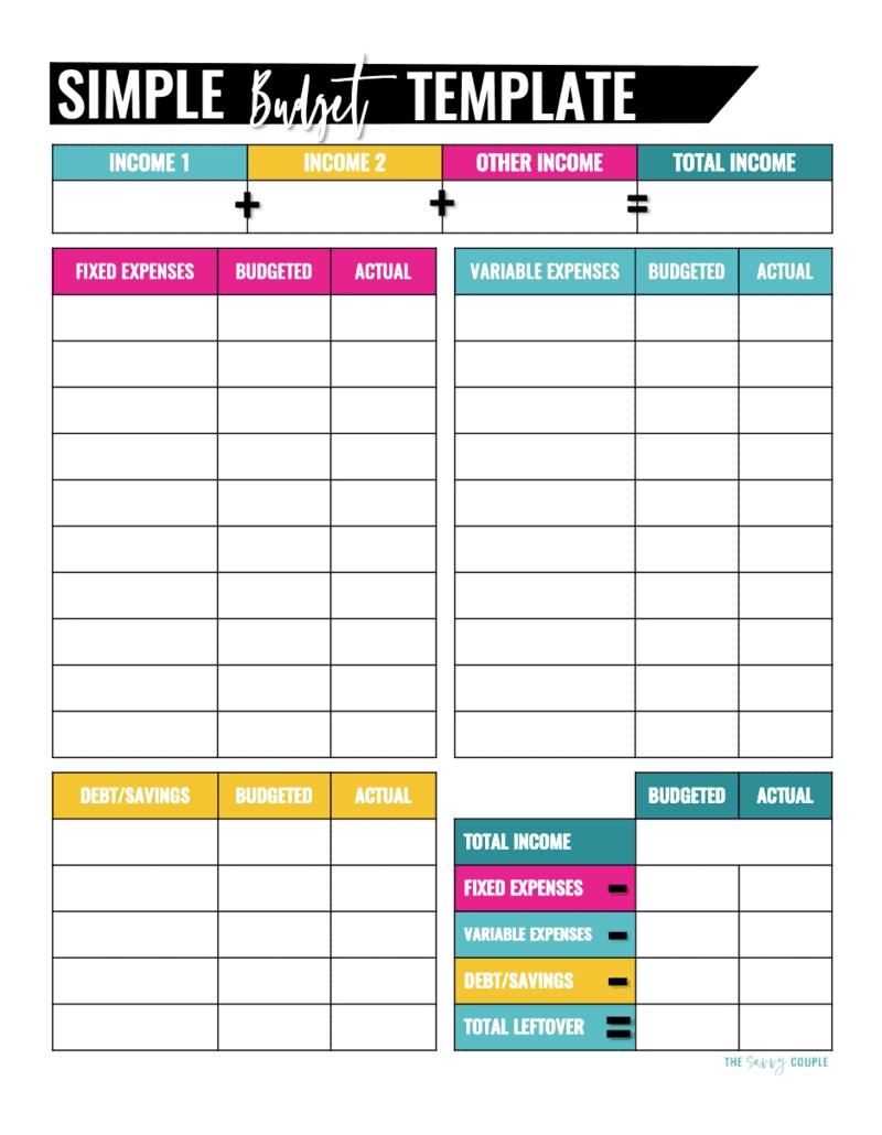 Free Printable Budget Template Monthly