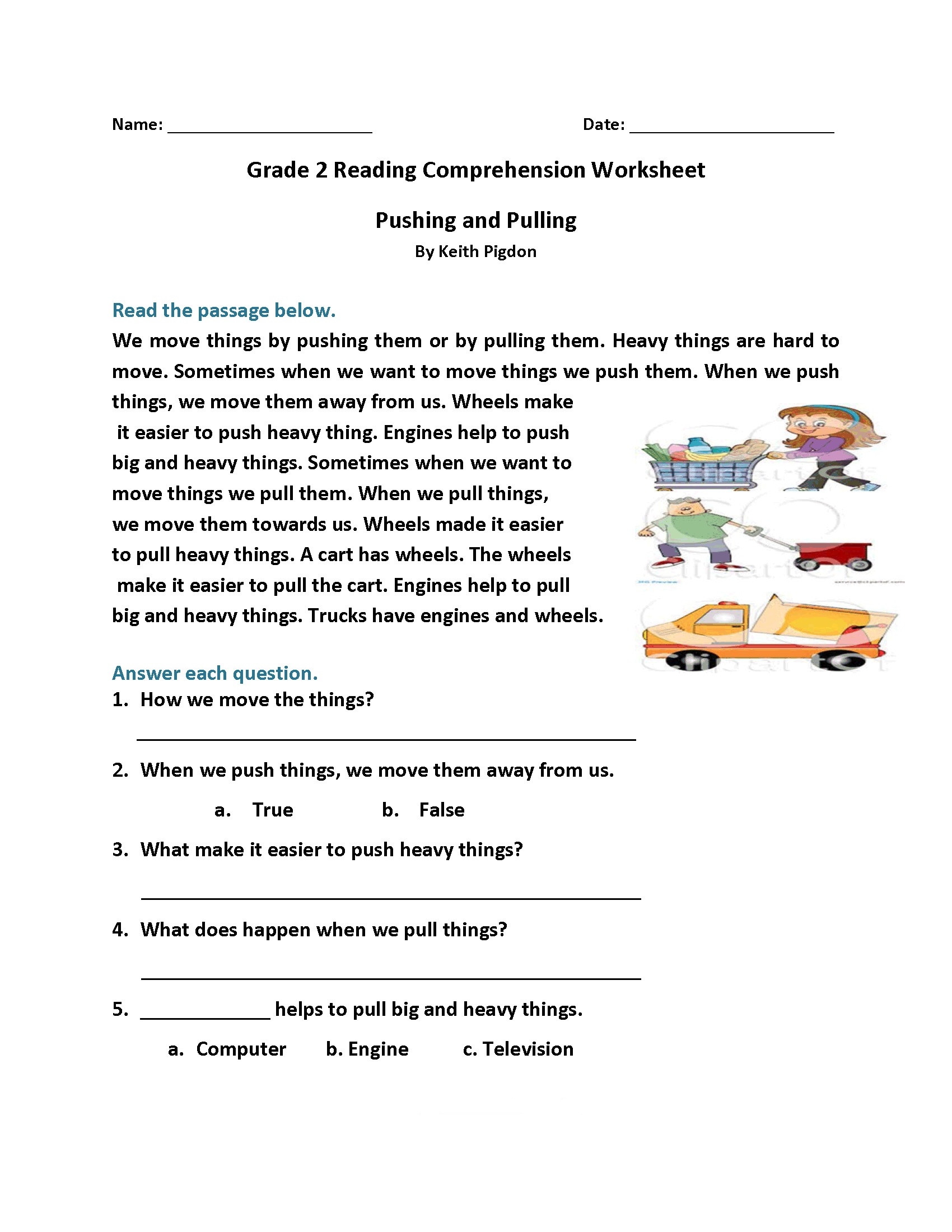 Reading Worksheets For 2nd Graders Printable