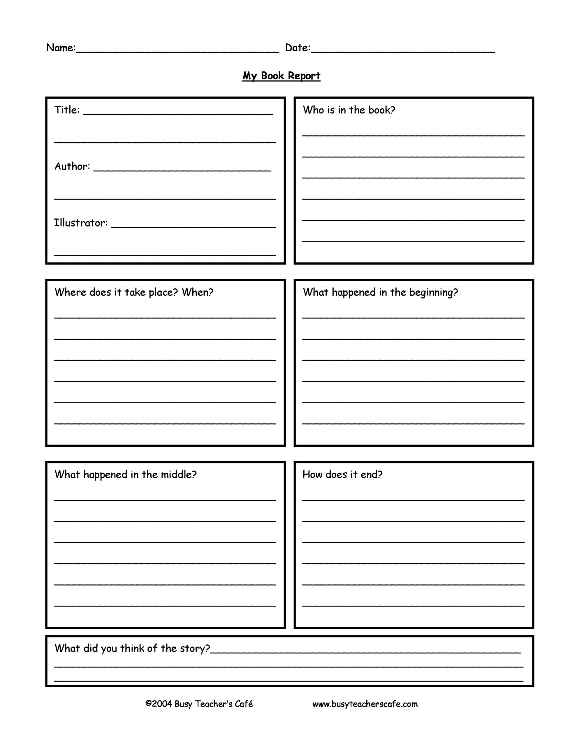 Free Printable Book Report Template