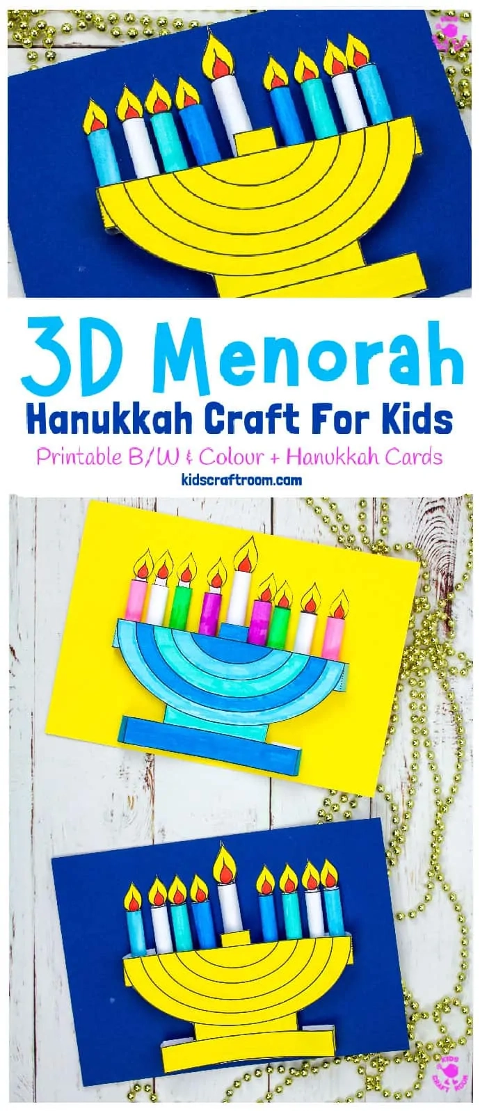 3D Hanukkah Menorah Craft With Printable Template Kids Craft Room