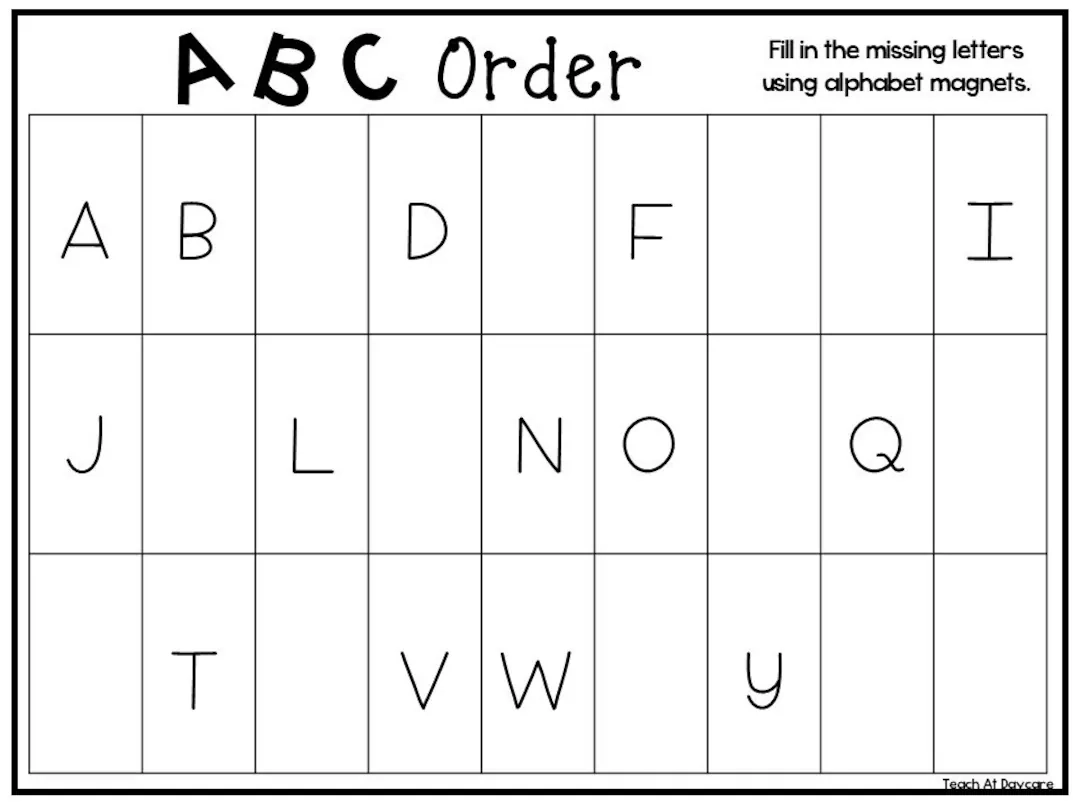 4 Printable ABC Order Work Mats worksheets Preschool kindergarten 