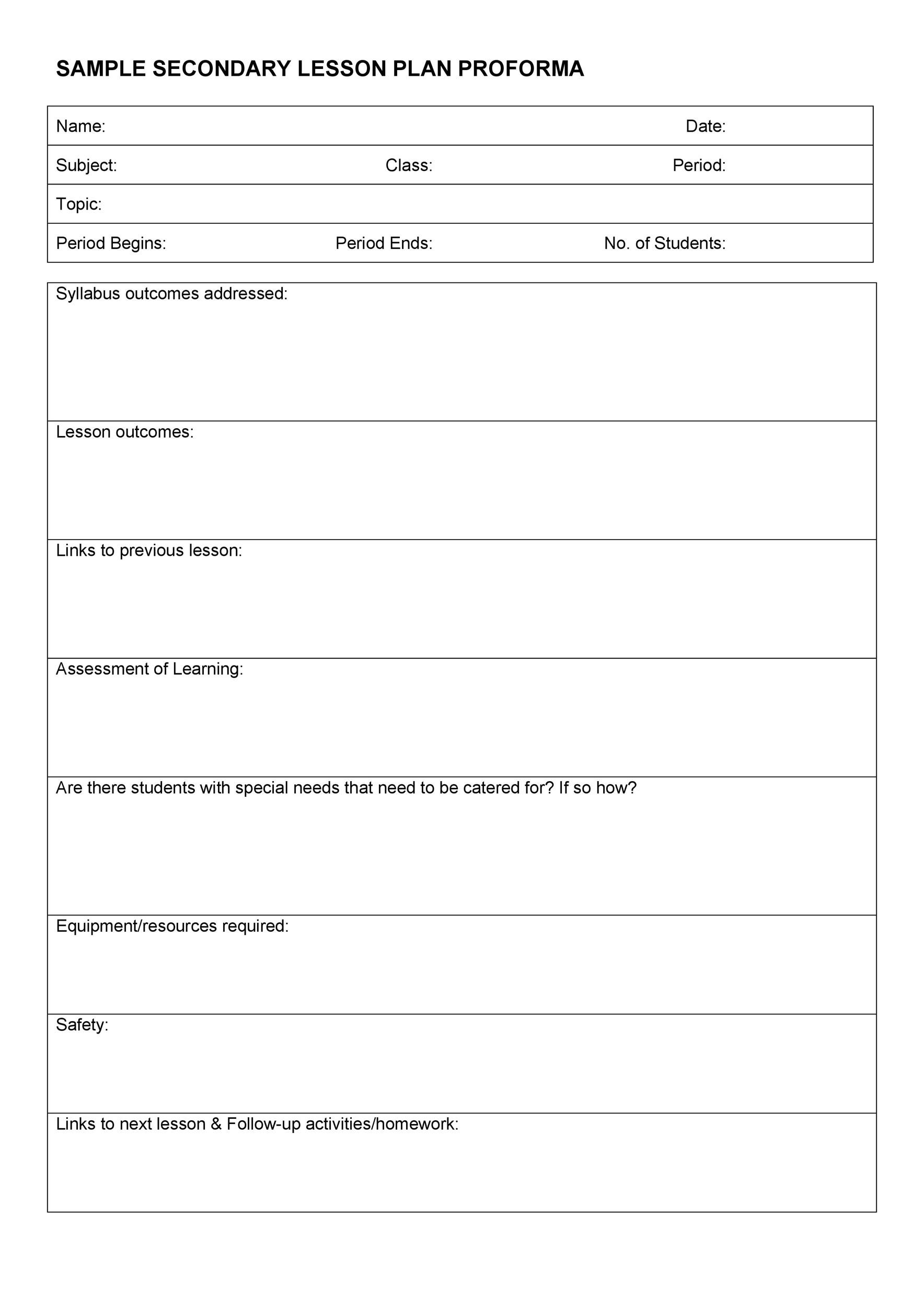 Printable Lesson Plan Template