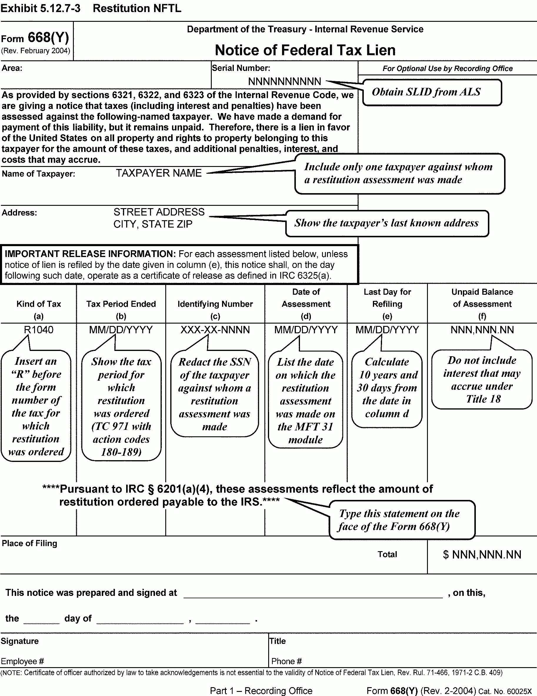 Irs Form Release Of Lien