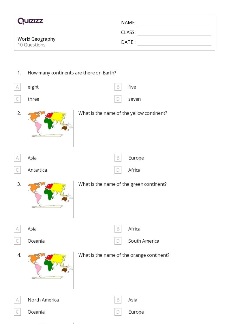 50 Geography Worksheets For 1st Class On Quizizz Free amp Printable