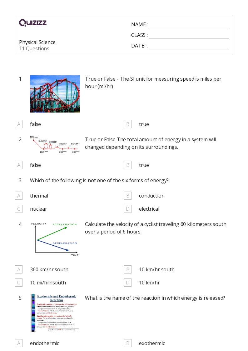 Free Printable Science Worksheets For Grade 8