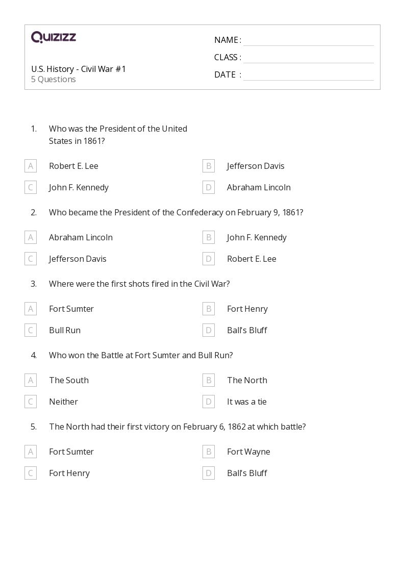 Free American History Printable Worksheets