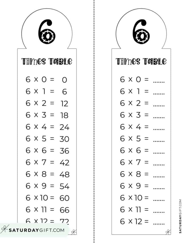 Printable 6 Times Table Worksheet