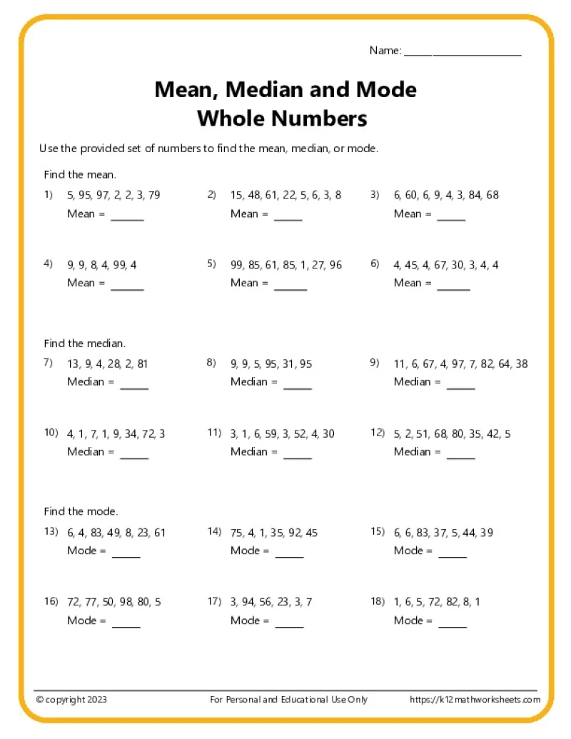 6th Grade Math Worksheets