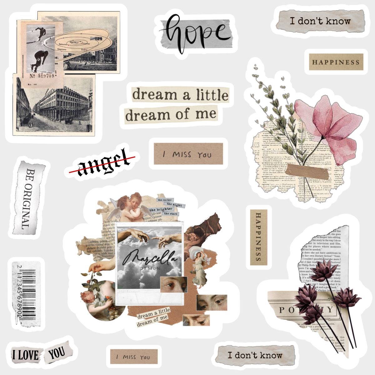Printable Stickers Aesthetic Scrapbook Design