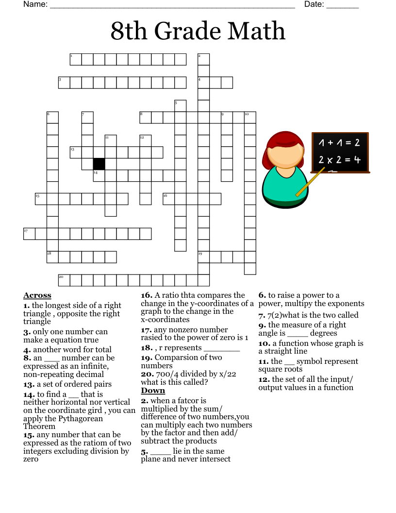 Math Crossword Puzzle Free Download