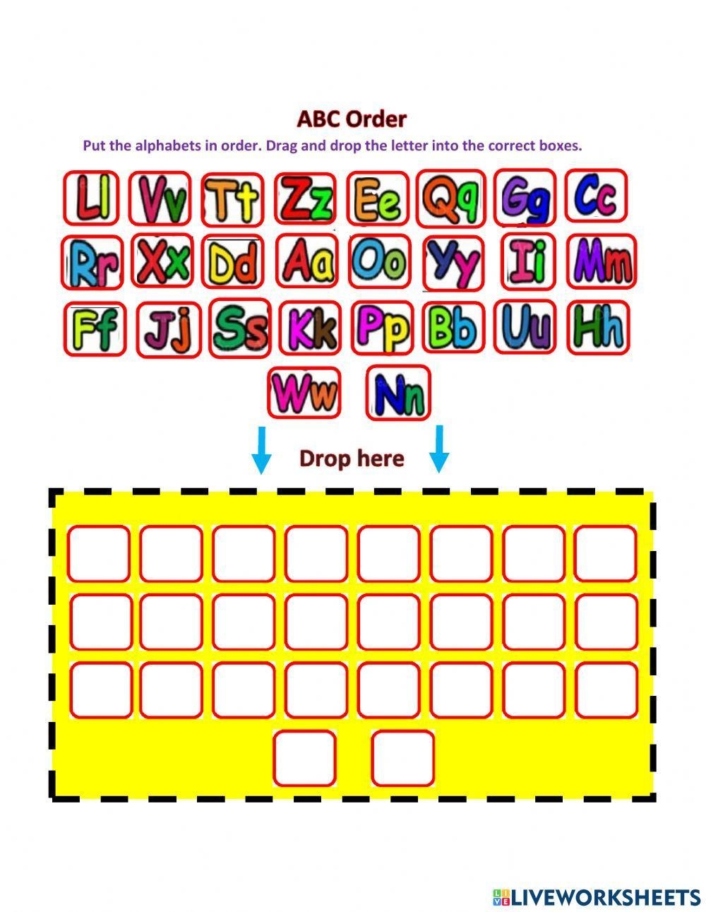 ABC Order Online Activity For Kindergarten Worksheets Library