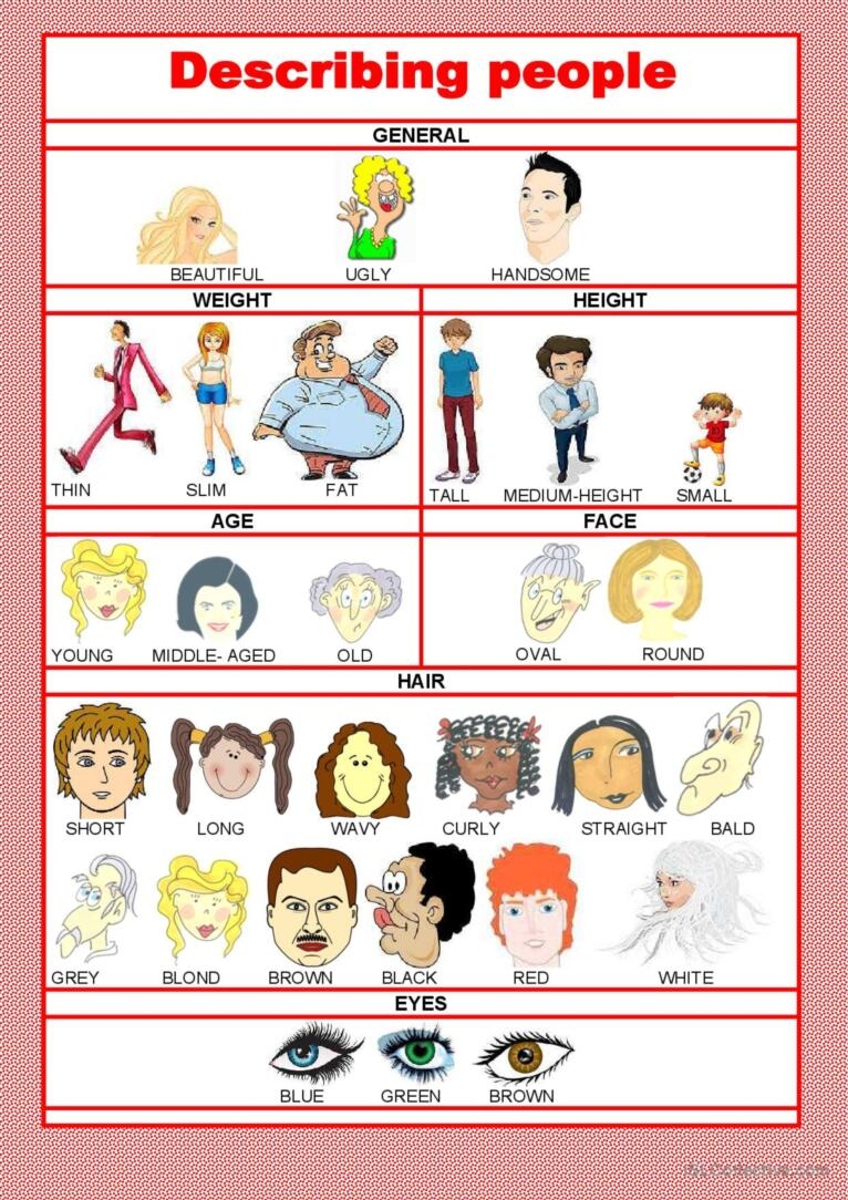 Adjective Describing People Pictio English ESL Worksheets Pdf 