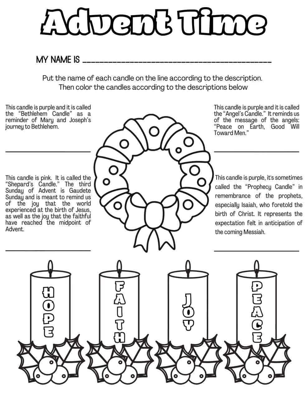 Advent Coloring Page Catholic Kids Activities PDF JPEG 
