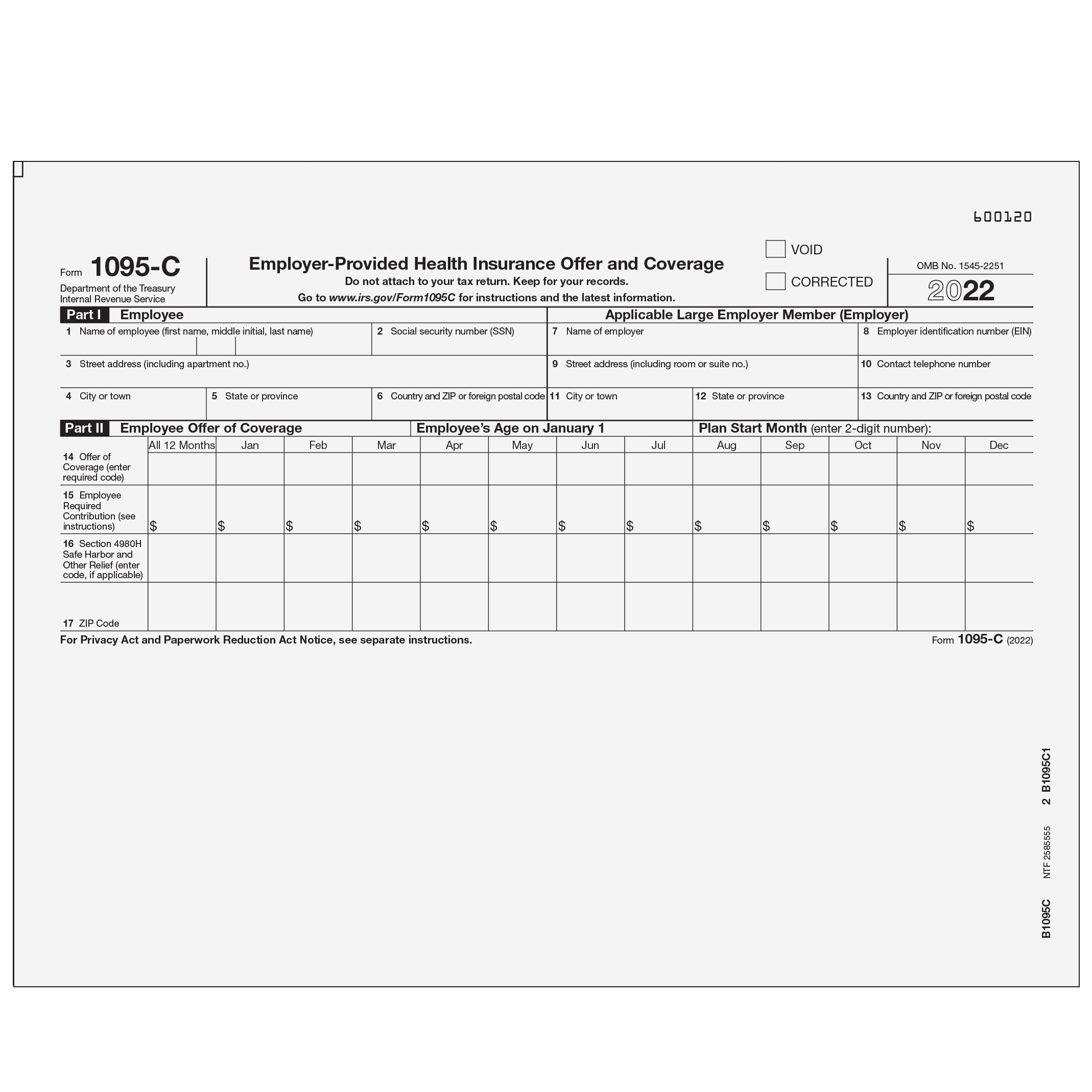 Affordable Care Act Form 1095 C Health Coverage